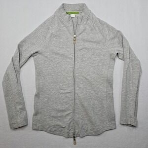 White + Warren Womems Athletic Jacket Size XS Gray Double Zip‎ Cotton Stretch